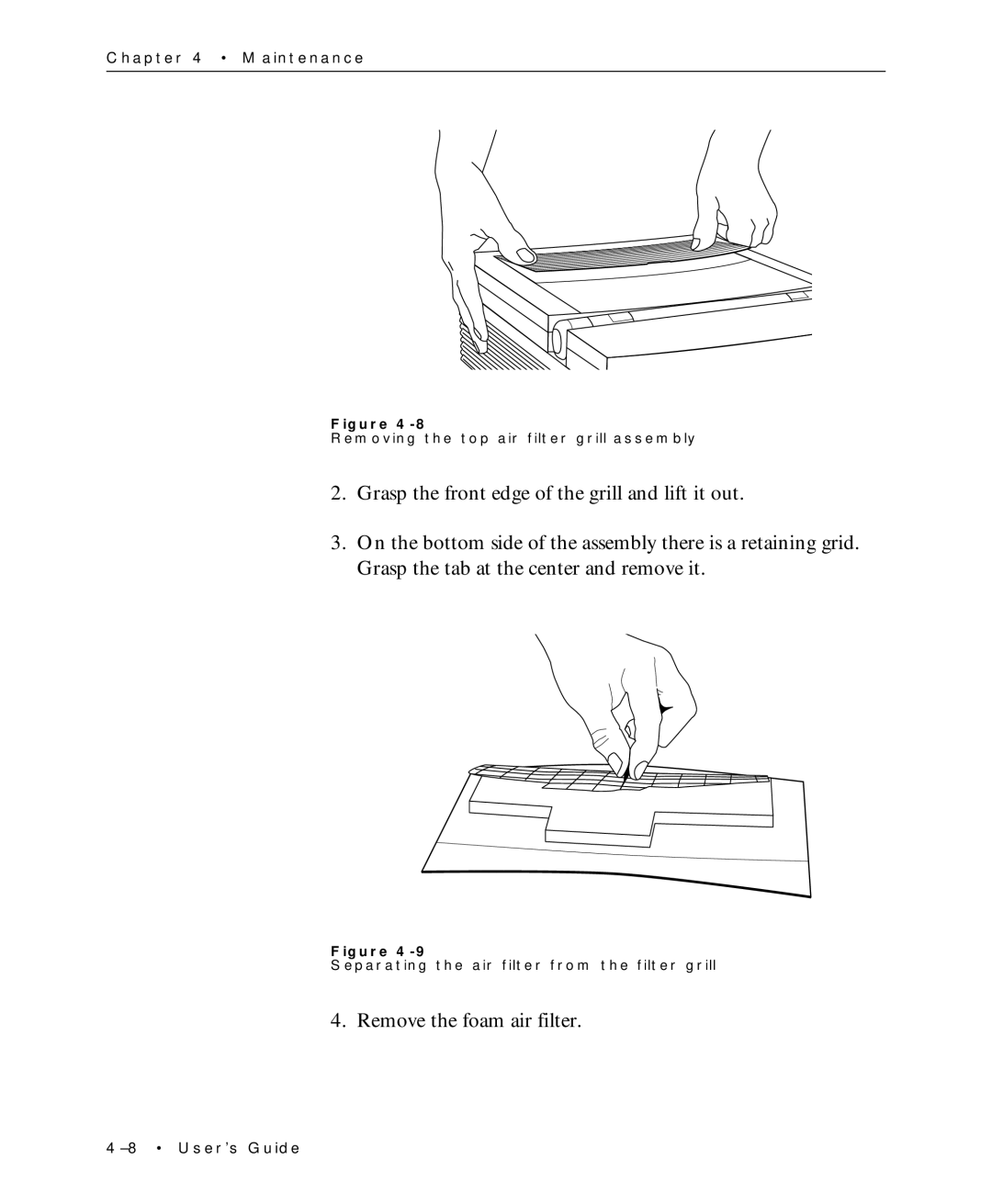 Proxima ASA Multimedia LCD Projectors manual Remove the foam air filter 