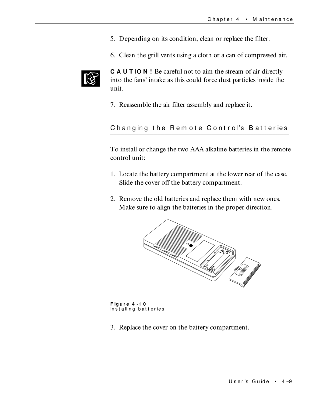 Proxima ASA Multimedia LCD Projectors manual Replace the cover on the battery compartment 