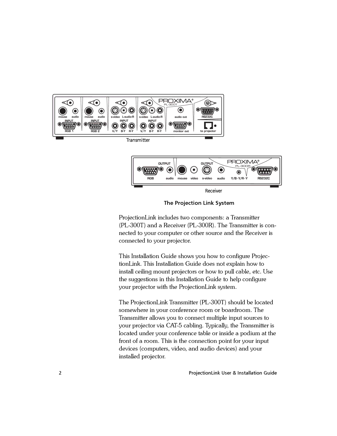 Proxima ASA BNDL-001, PL-300E manual Projection Link System 