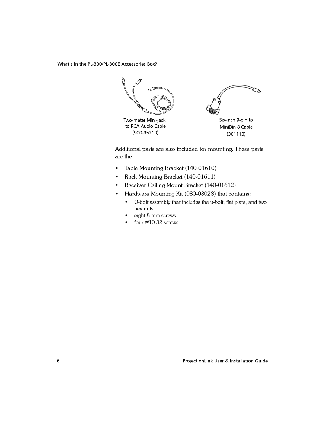 Proxima ASA PL-300E, BNDL-001 manual Two-meter Mini-jack 