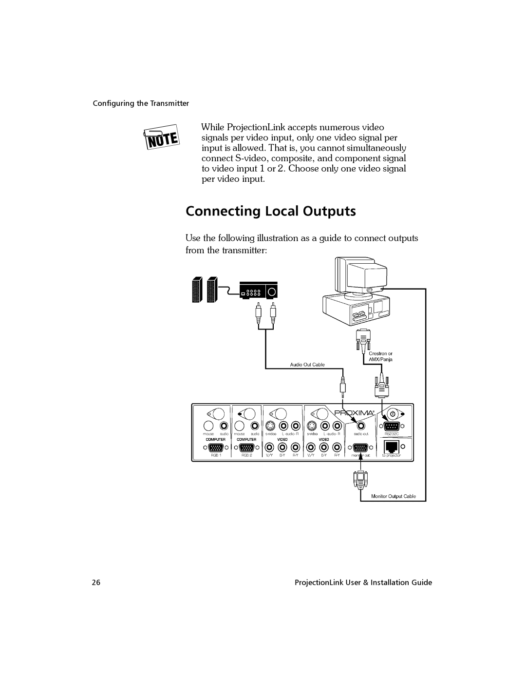 Proxima ASA BNDL-001, PL-300E manual Connecting Local Outputs 