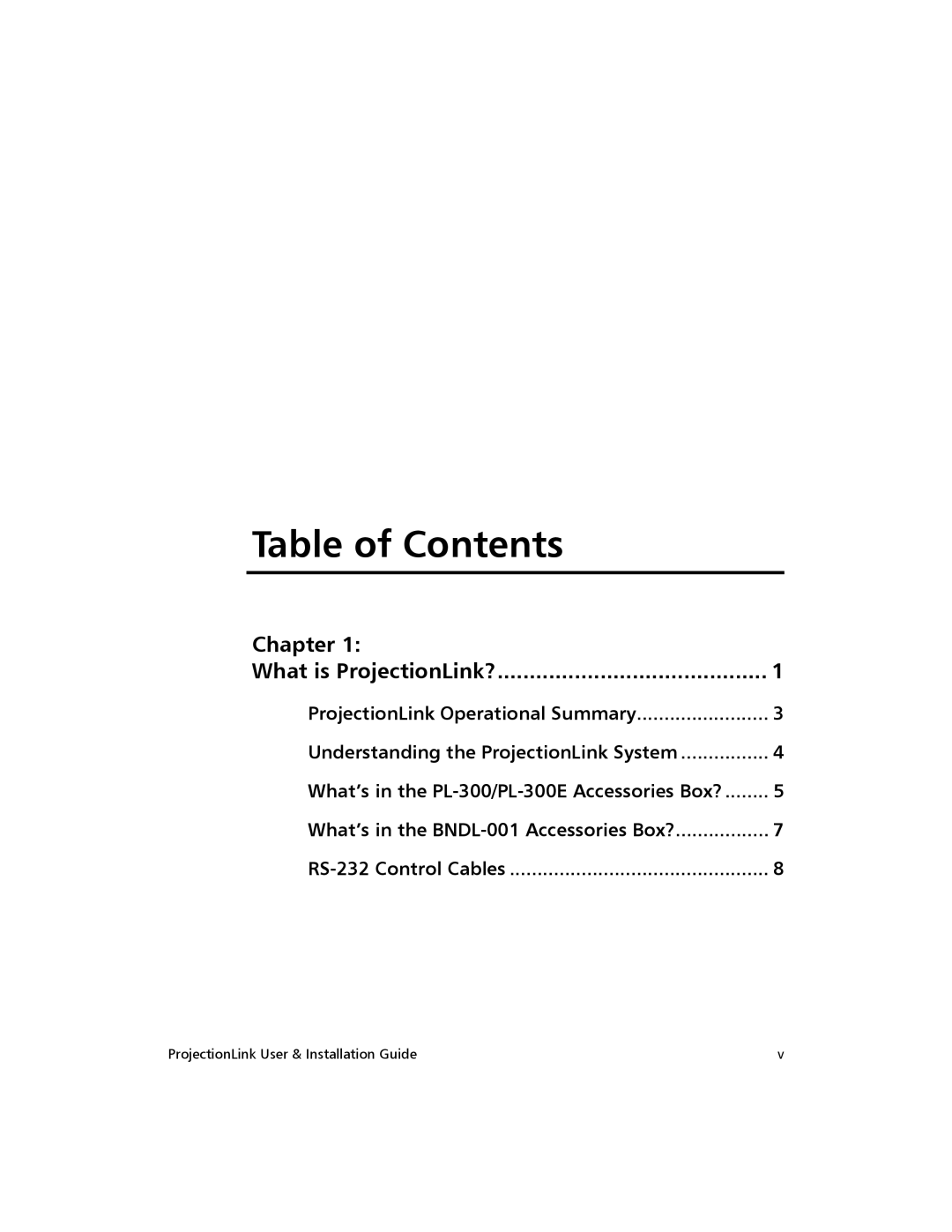 Proxima ASA PL-300E, BNDL-001 manual Table of Contents 