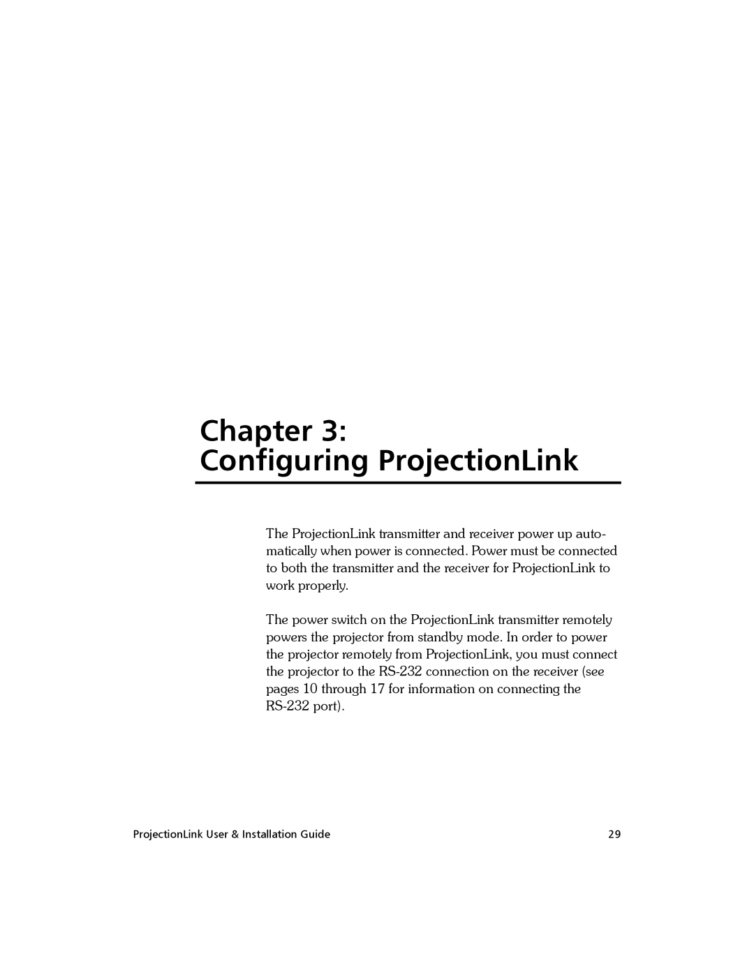 Proxima ASA BNDL-001, PL-300E manual Chapter Configuring ProjectionLink 