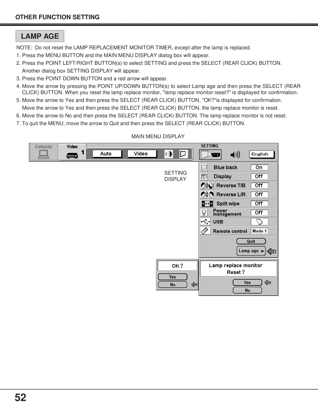 Proxima ASA Pro AV 9400L manual Lamp AGE 