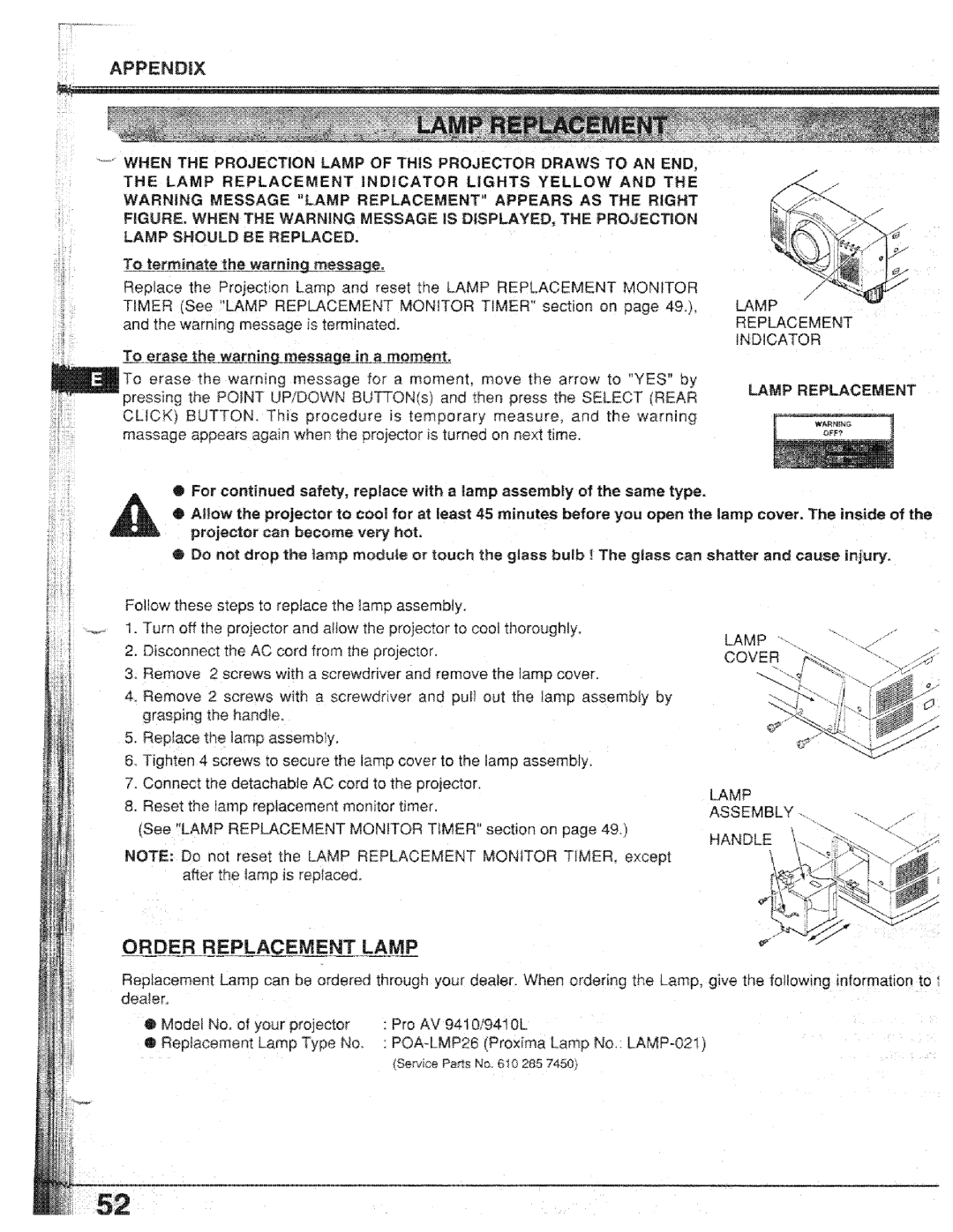 Proxima ASA PROAV9410L manual 