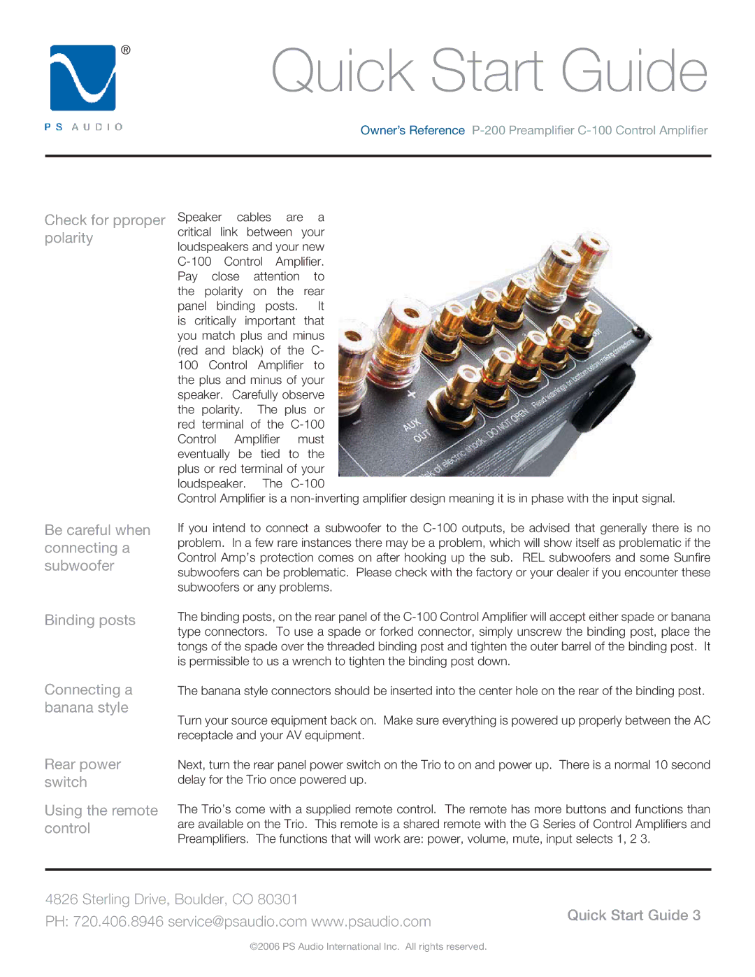 PS Audio C-100, P-200 manual Check for pproper polarity 