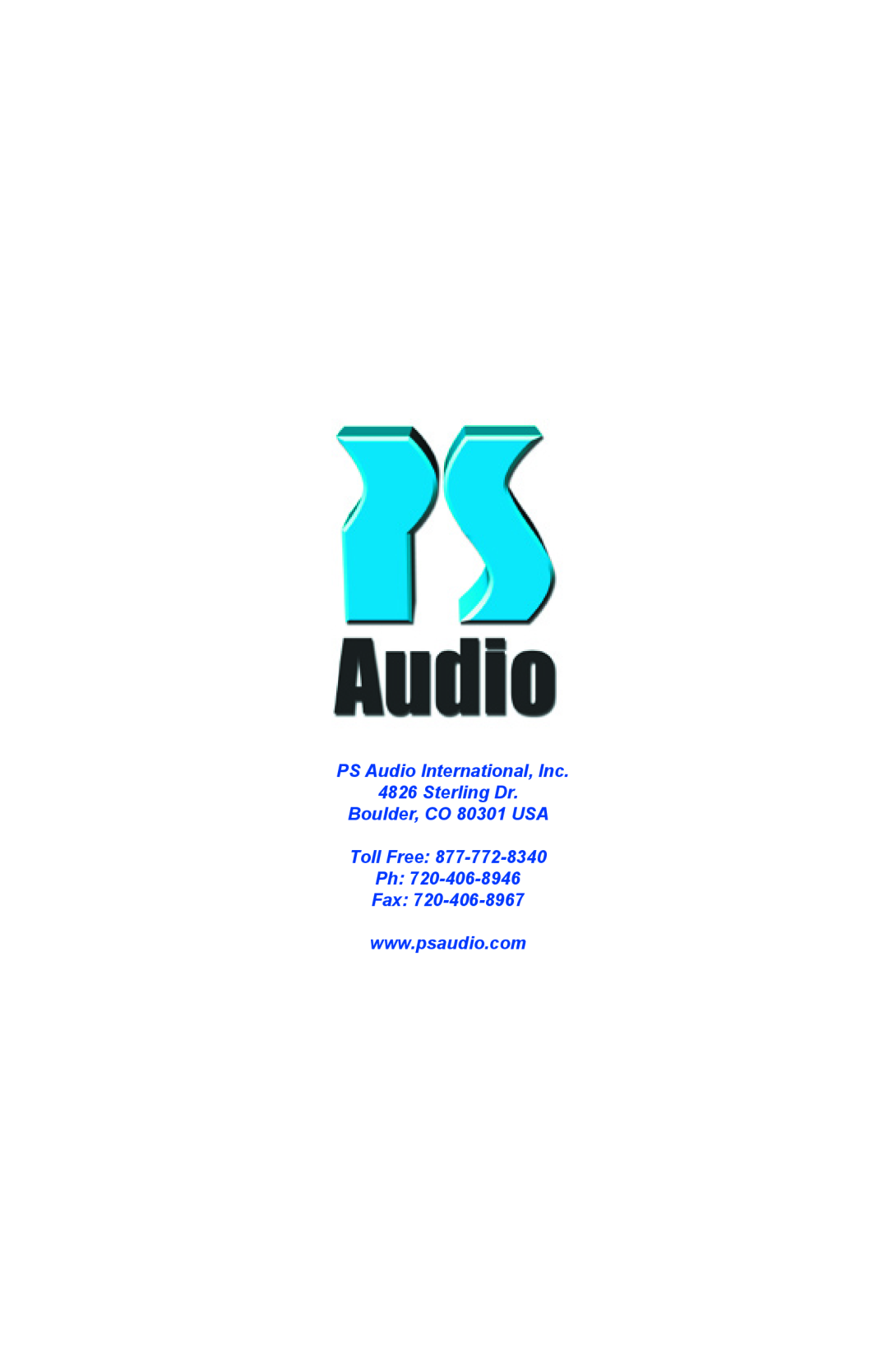 PS Audio PD 3.5 quick start PS Audio International, Inc 4826 Sterling Dr, Boulder, CO 80301 USA Toll Free Ph Fax 
