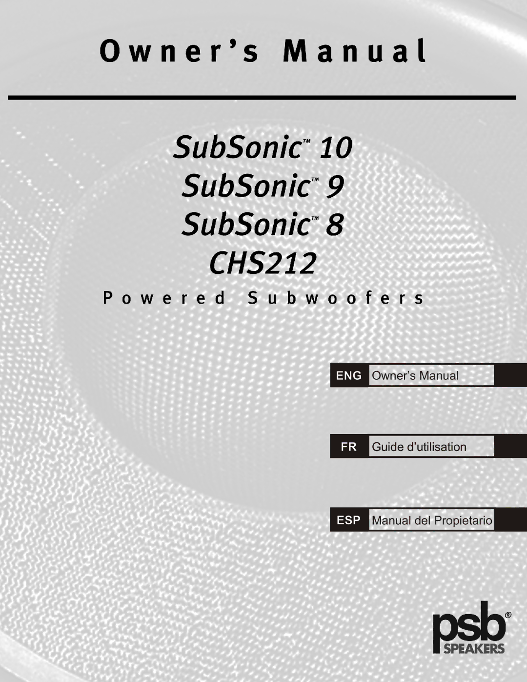 PSB Speakers CHS212 owner manual Eng Esp 