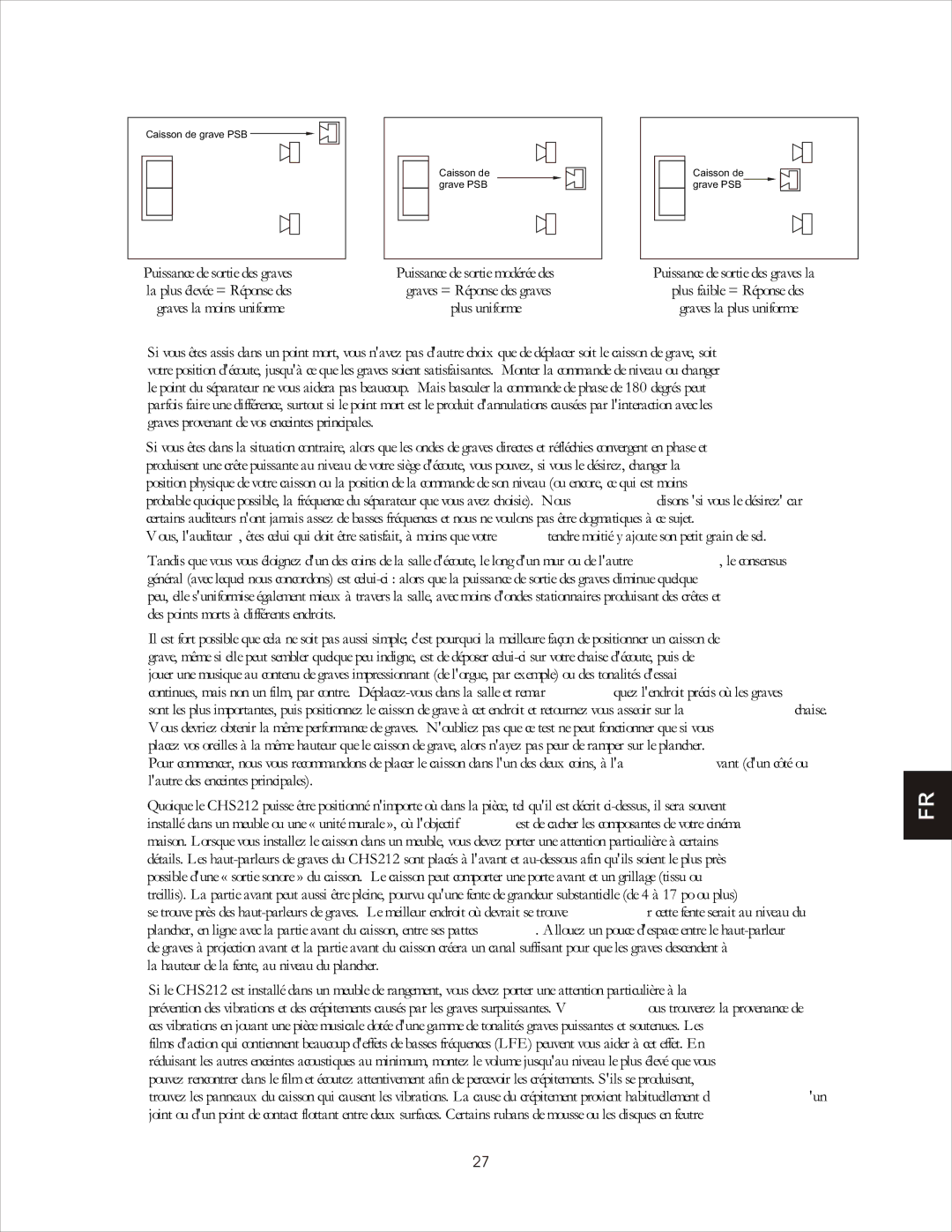 PSB Speakers CHS212 owner manual Caisson de grave PSB Grave PSB 