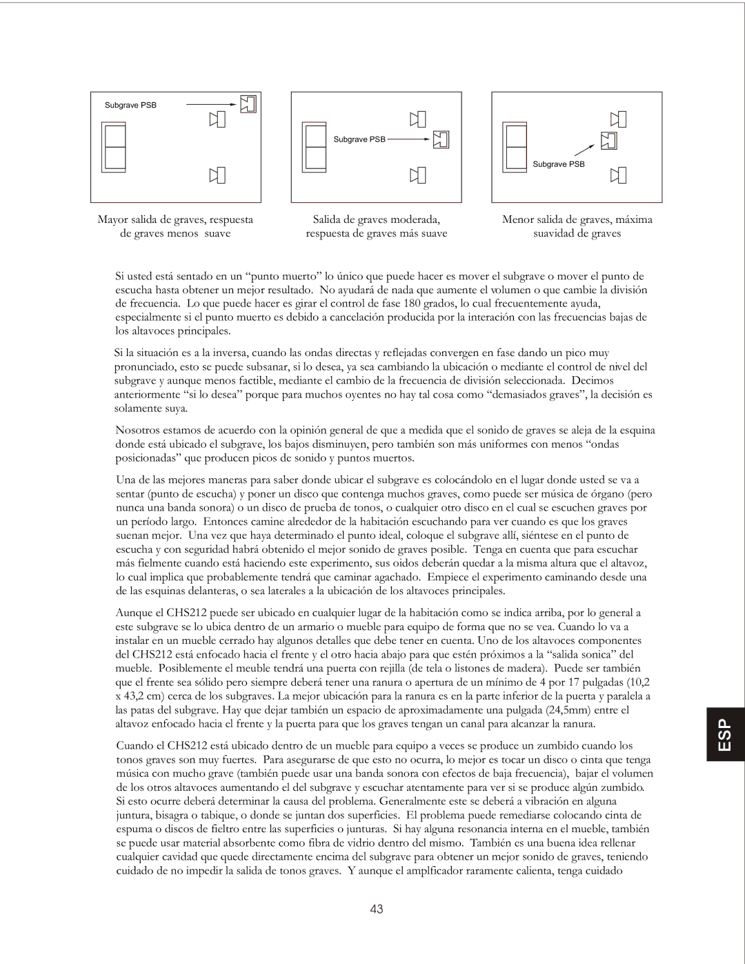 PSB Speakers CHS212 owner manual Subgrave PSB 