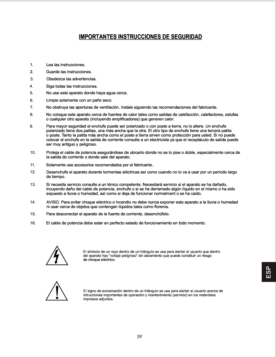 PSB Speakers CHS212 owner manual Importantes Instrucciones De Seguridad 