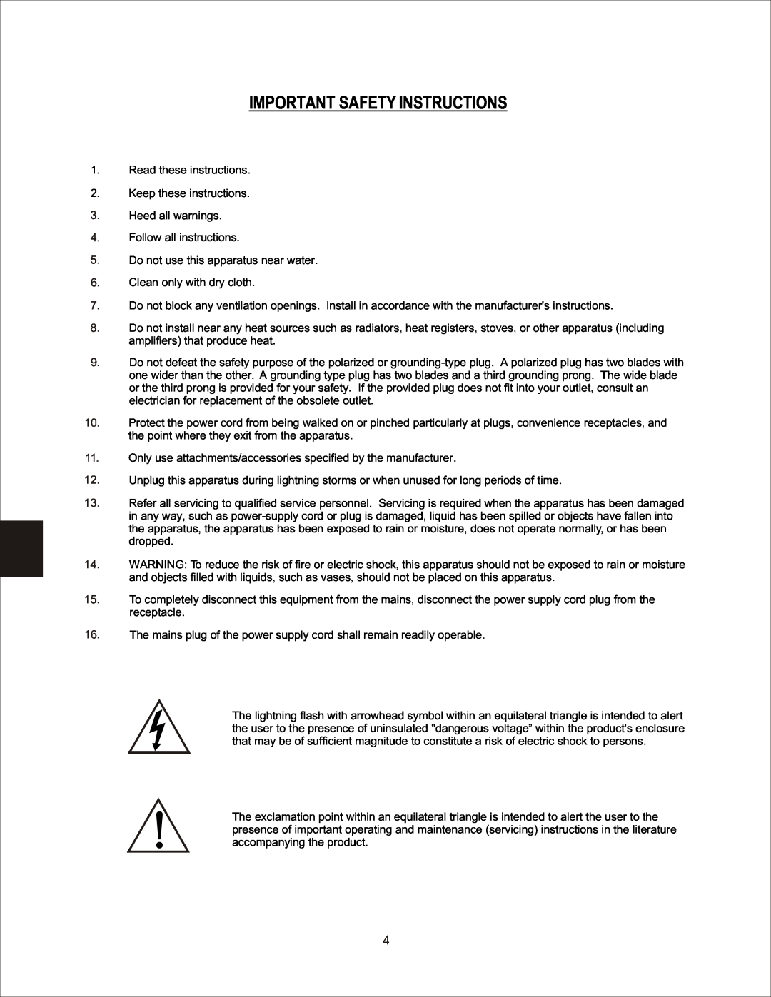 PSB Speakers CHS212 owner manual Important Safety Instructions 