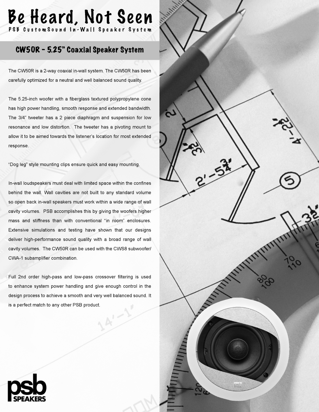 PSB Speakers manual CW50R 5.25 Coaxial Speaker System 