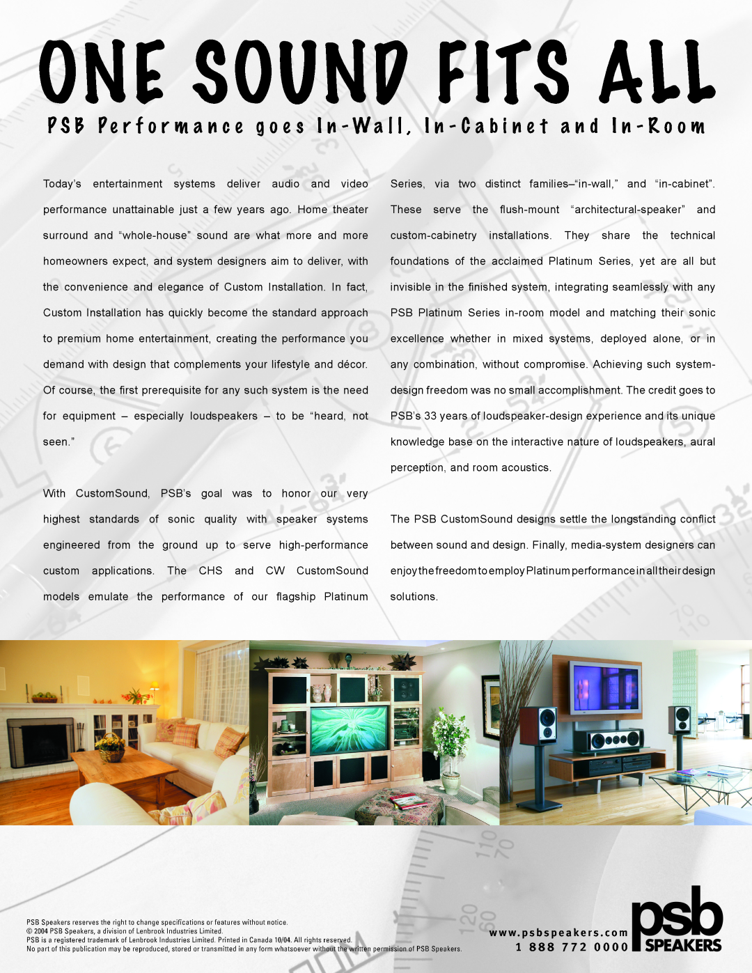 PSB Speakers In-Wall and In Cabinet and In-Room Speaker specifications 