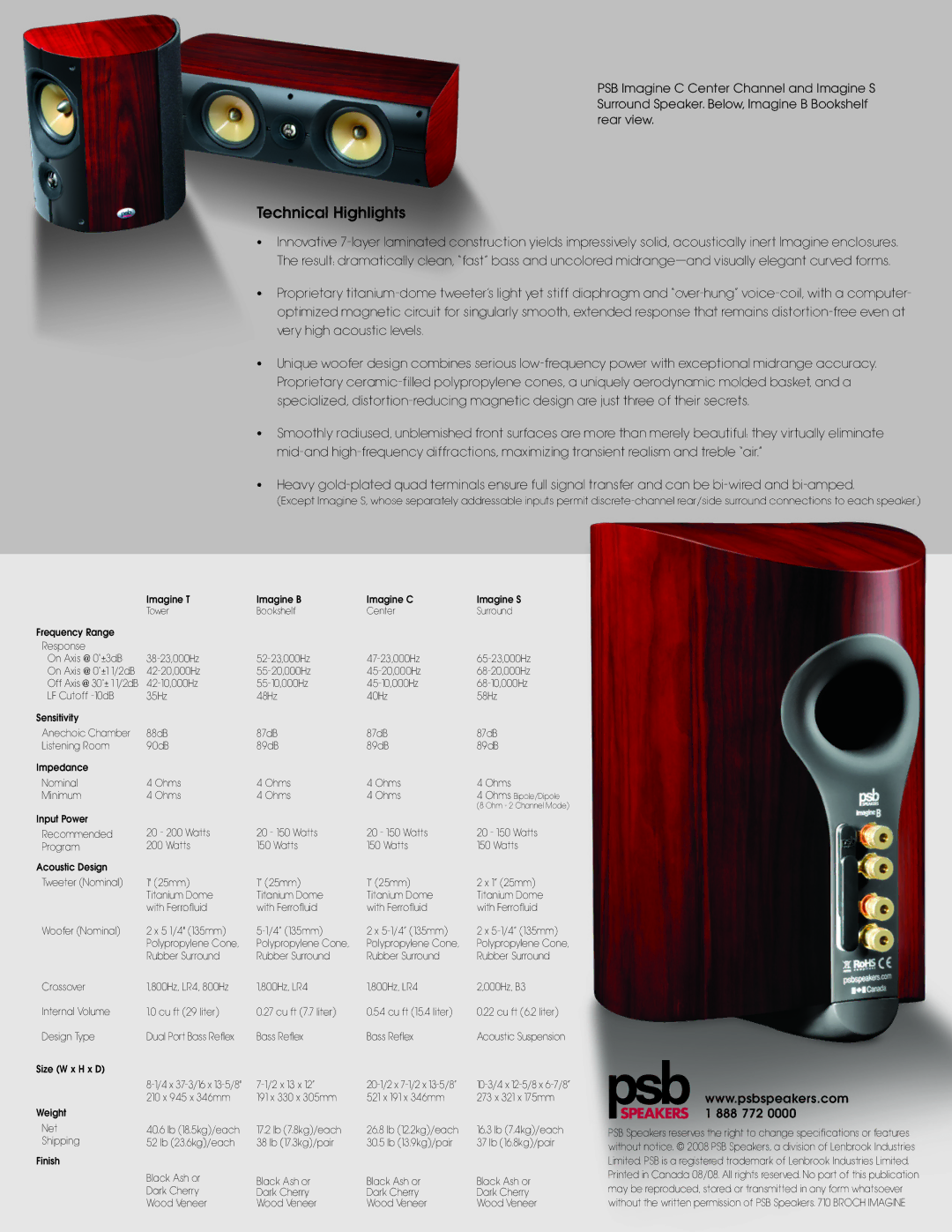 PSB Speakers Loudspeakers manual Technical Highlights 