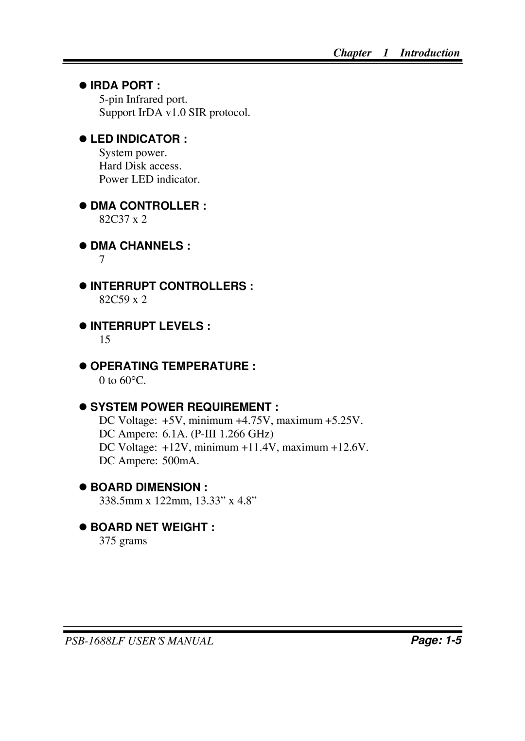 PSB Speakers PSB-1688LF M1 user manual Irda Port 