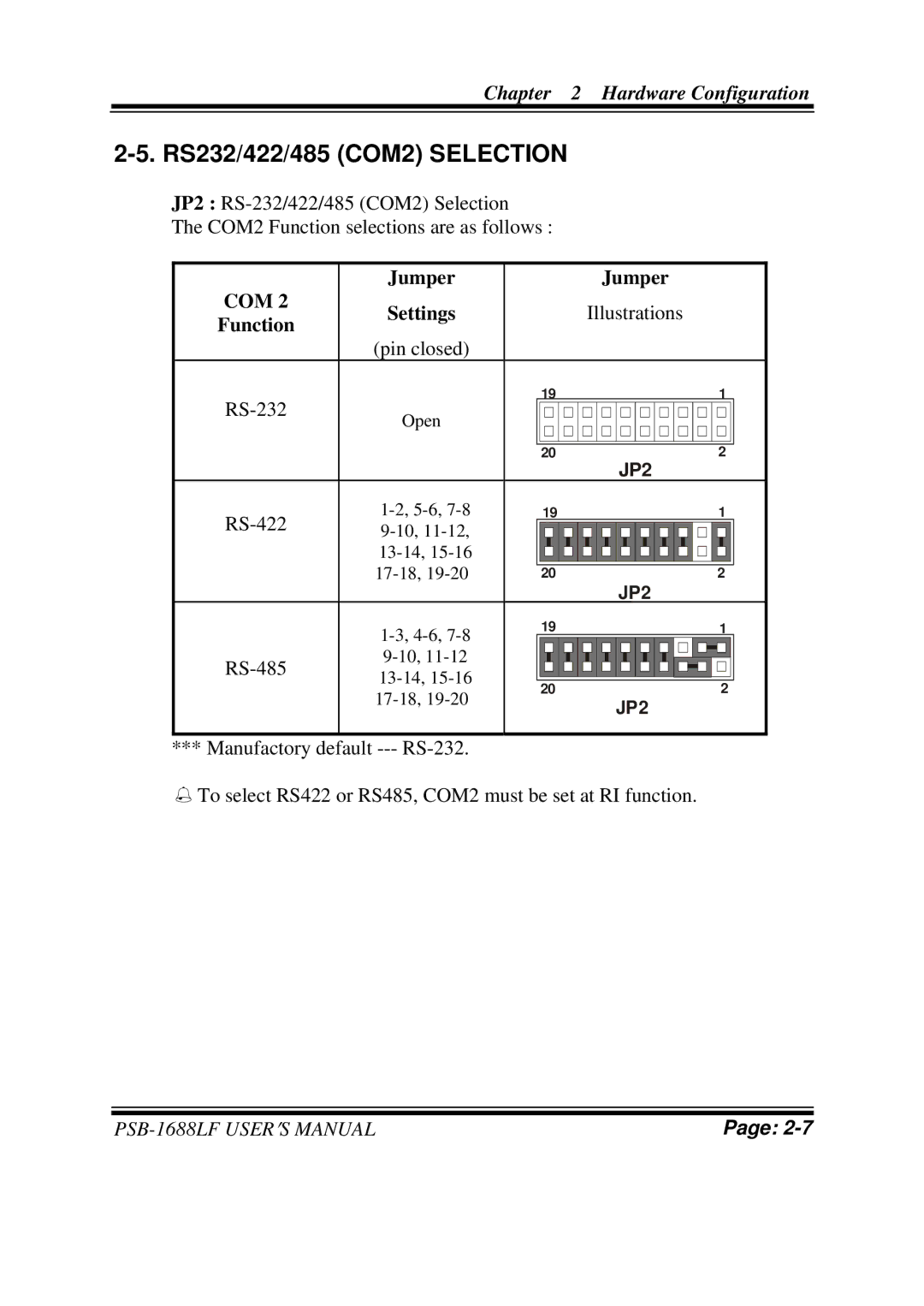 PSB Speakers PSB-1688LF M1 user manual Jumper, Function 