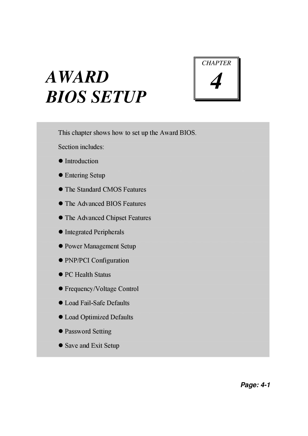 PSB Speakers PSB-1688LF M1 user manual Award Bios Setup 