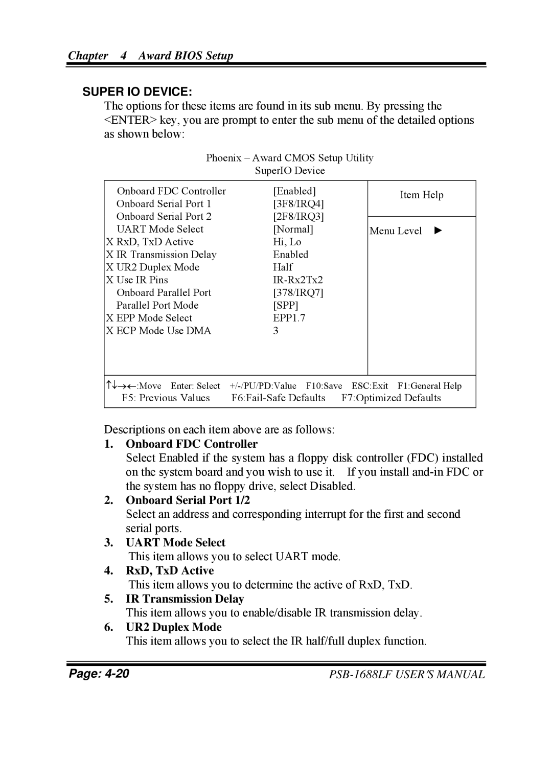 PSB Speakers PSB-1688LF M1 user manual Super IO Device 