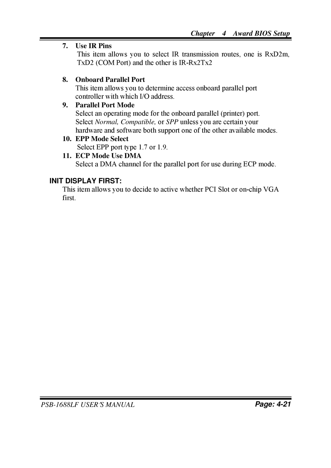 PSB Speakers PSB-1688LF M1 user manual Init Display First 