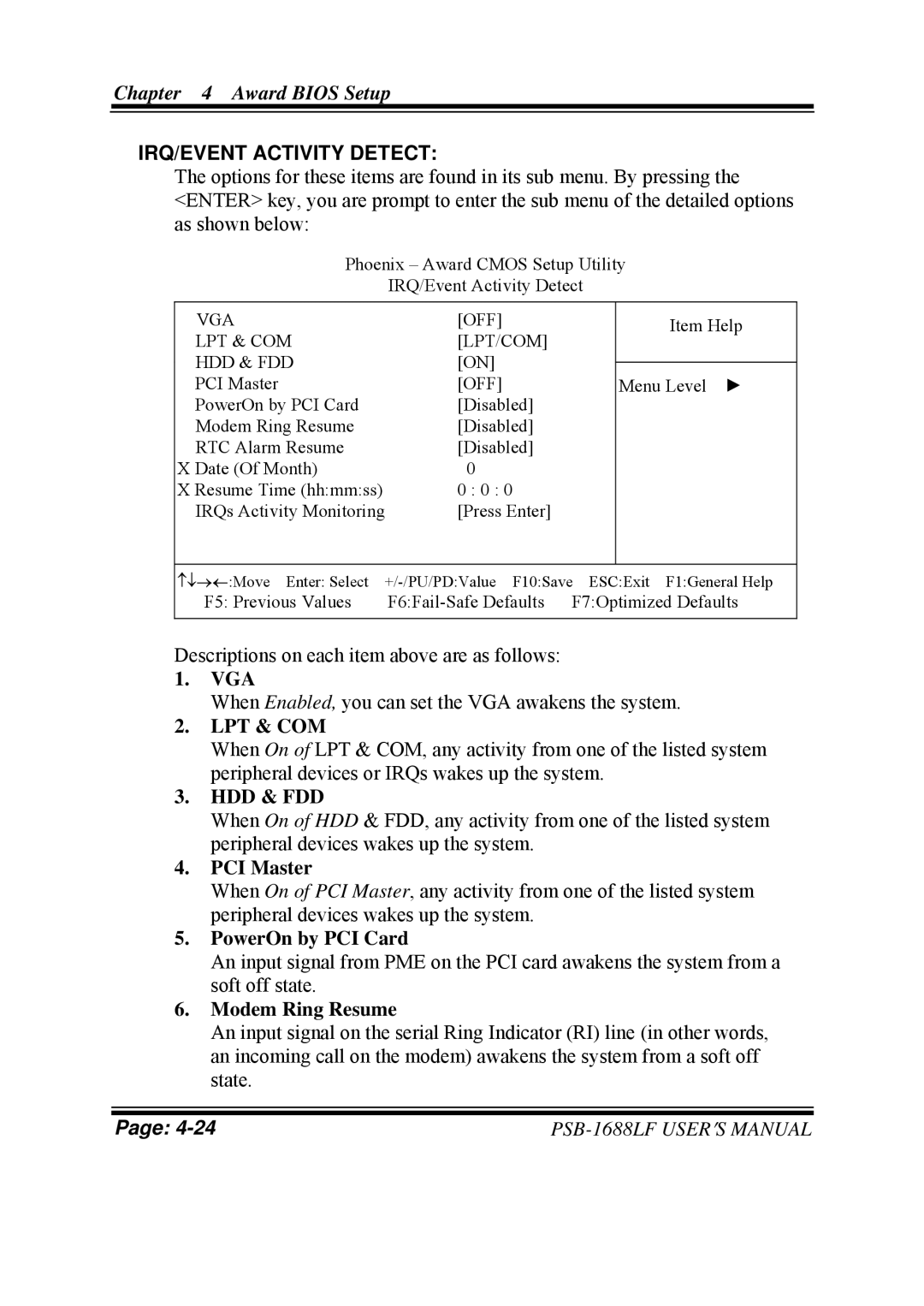 PSB Speakers PSB-1688LF M1 user manual IRQ/EVENT Activity Detect 