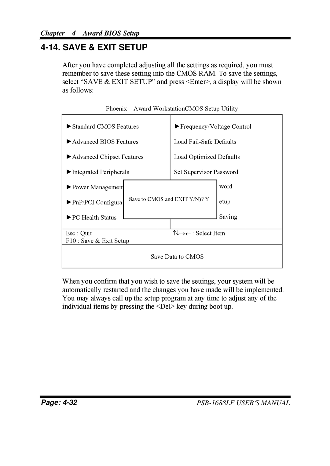 PSB Speakers PSB-1688LF M1 user manual Save & Exit Setup 