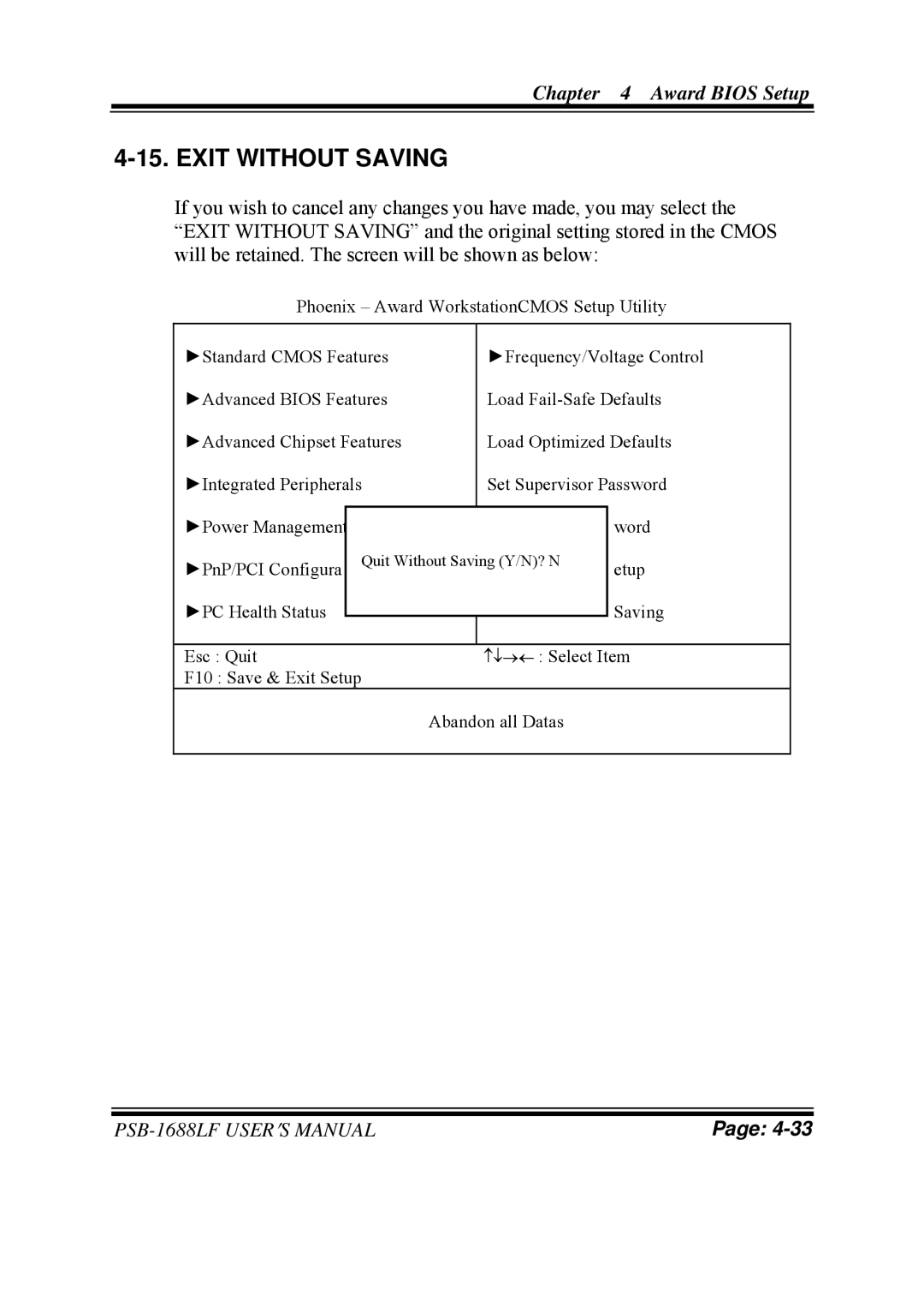 PSB Speakers PSB-1688LF M1 user manual Exit Without Saving 