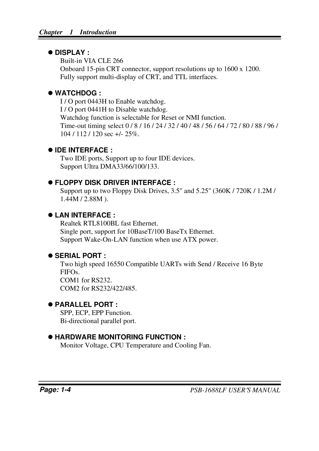 PSB Speakers PSB-1688LF M1 user manual IDE Interface 