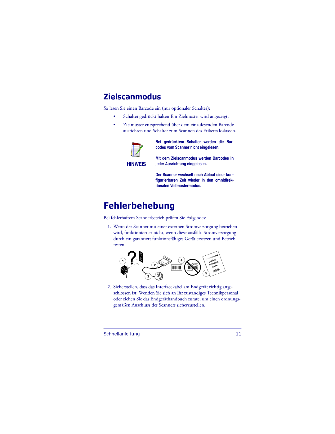 PSC 1000I manual Fehlerbehebung, Zielscanmodus 