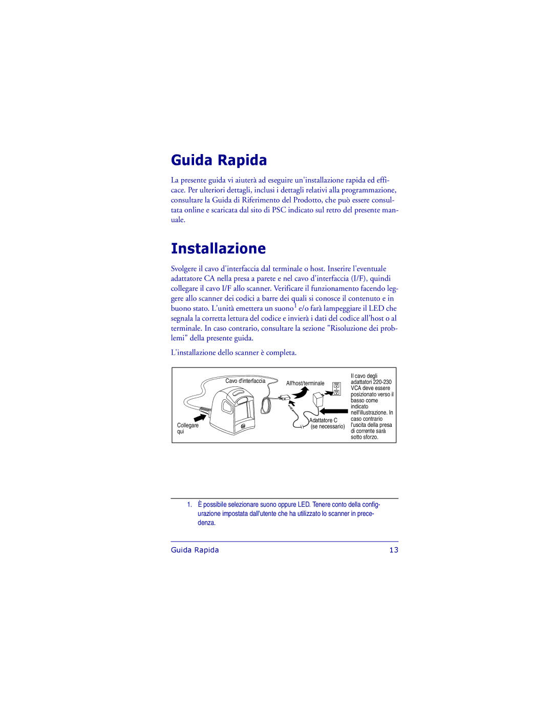 PSC 1000I manual Guida Rapida, Installazione 