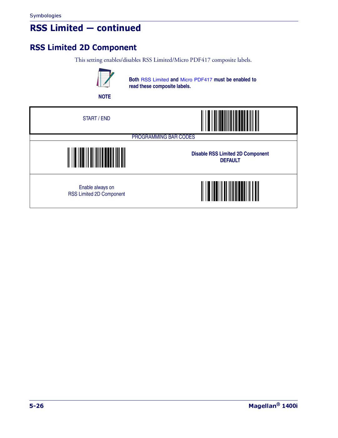 PSC 1400I manual RSS Limited 2D Component 