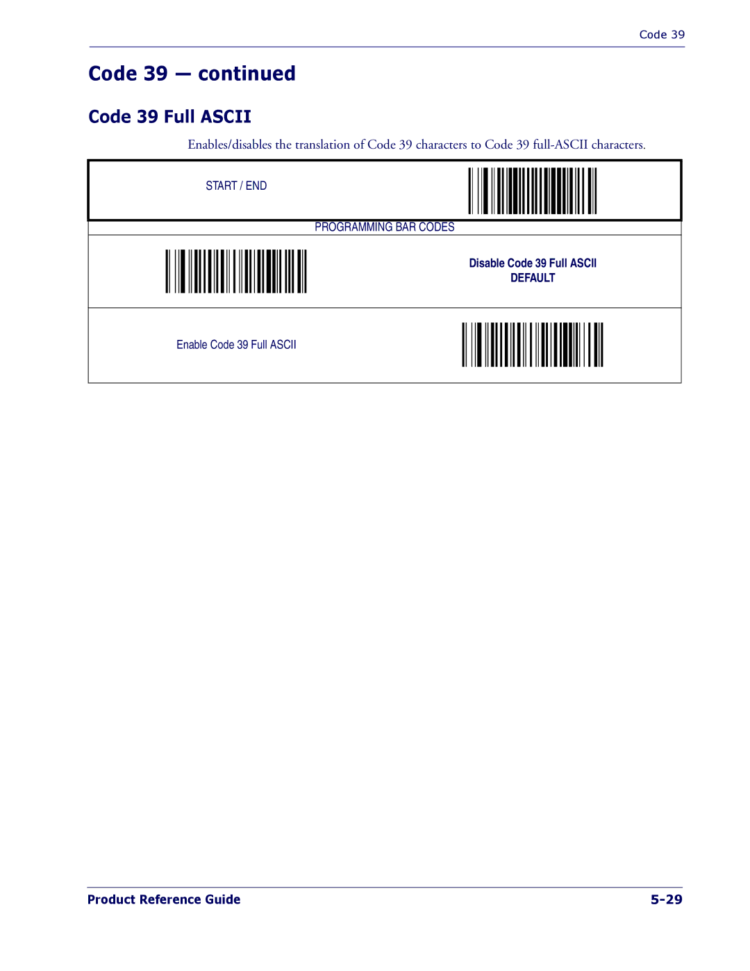 PSC 1400I manual Code 39 Full Ascii 