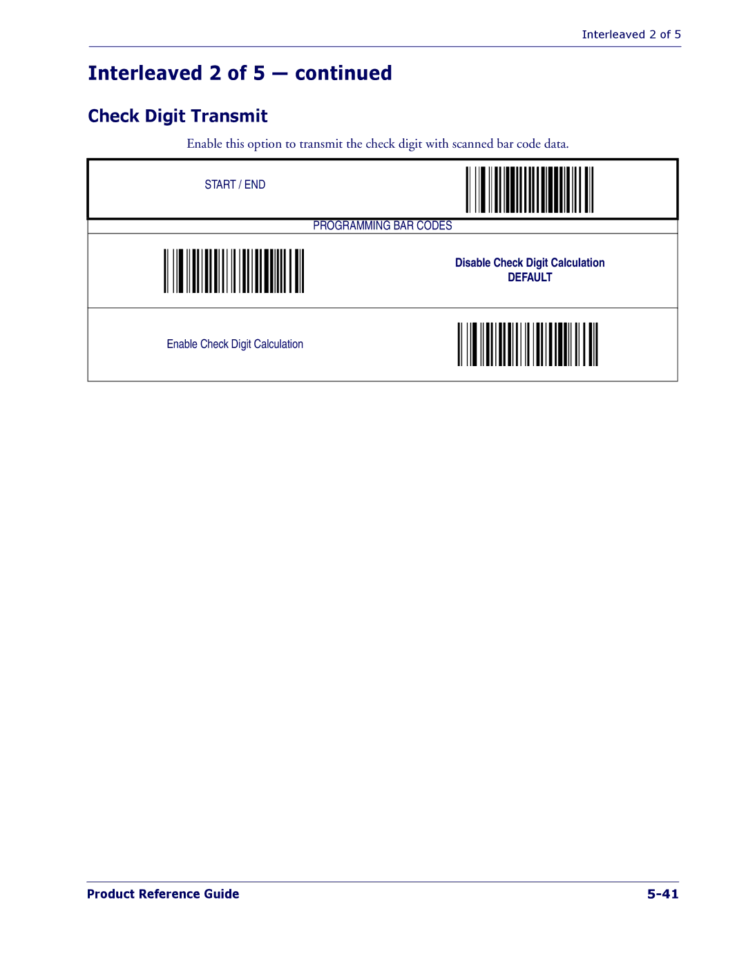 PSC 1400I manual Check Digit Transmit 