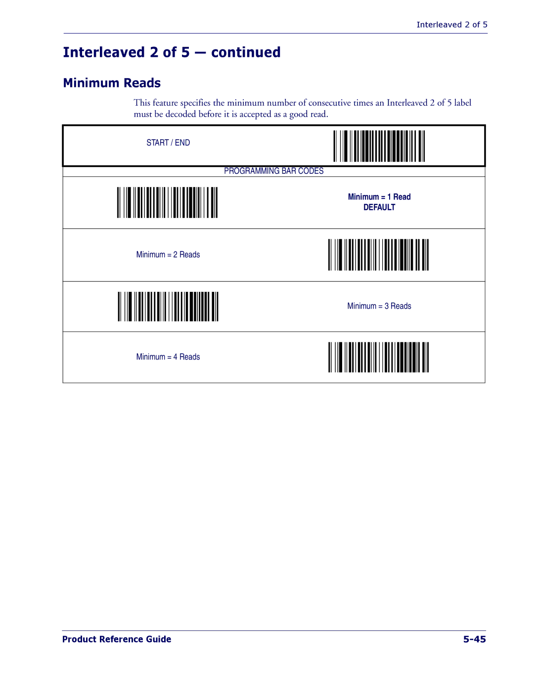 PSC 1400I manual Minimum Reads 