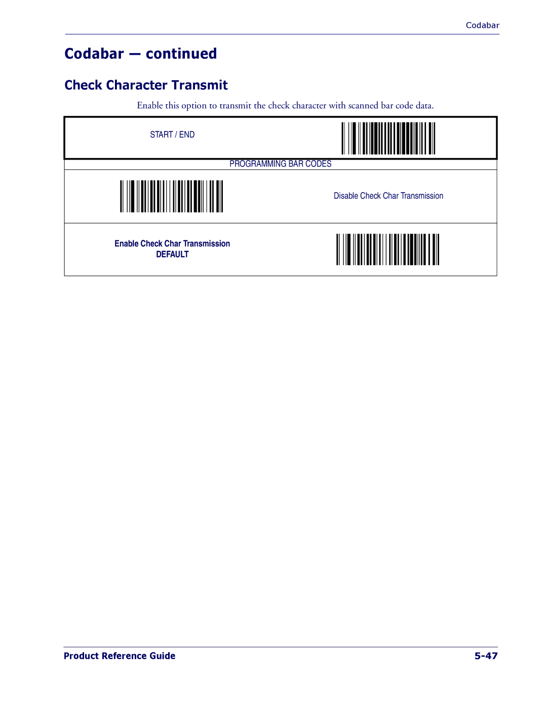 PSC 1400I manual Check Character Transmit 