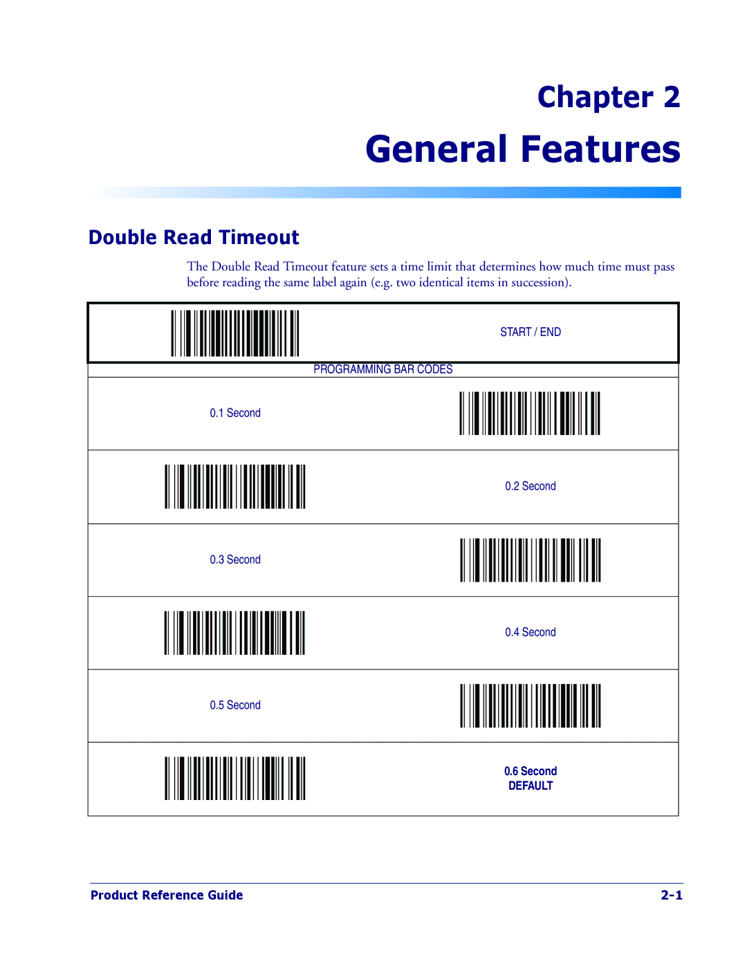 PSC 1400I manual General Features, Double Read Timeout 