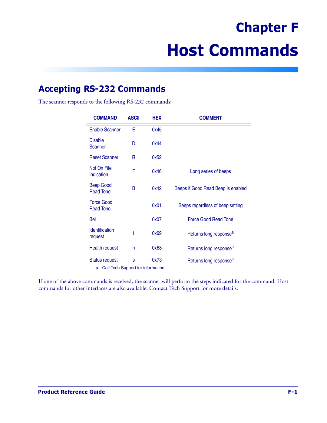 PSC 1400I manual Host Commands, Accepting RS-232 Commands 