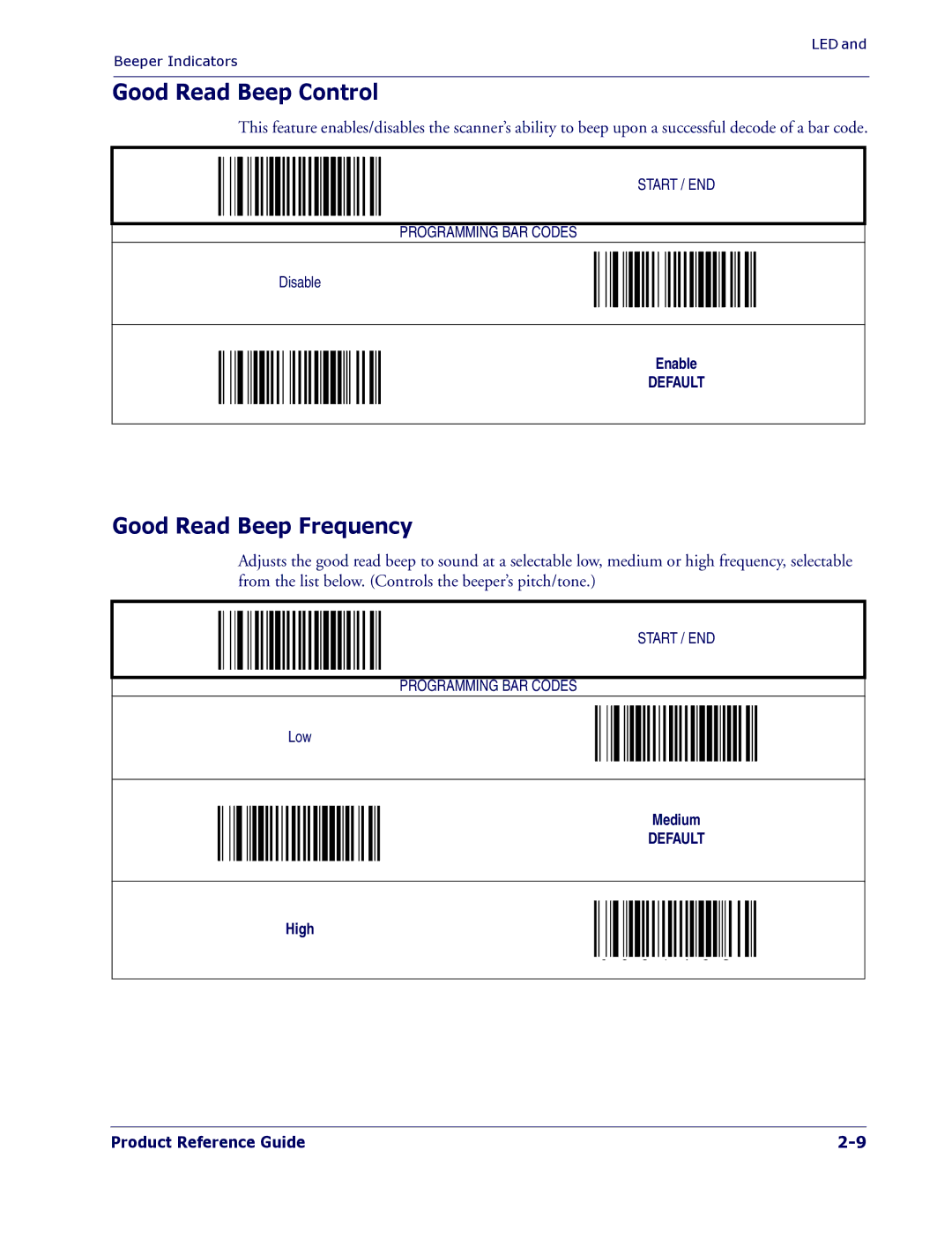 PSC 1400I manual Good Read Beep Control, Good Read Beep Frequency 