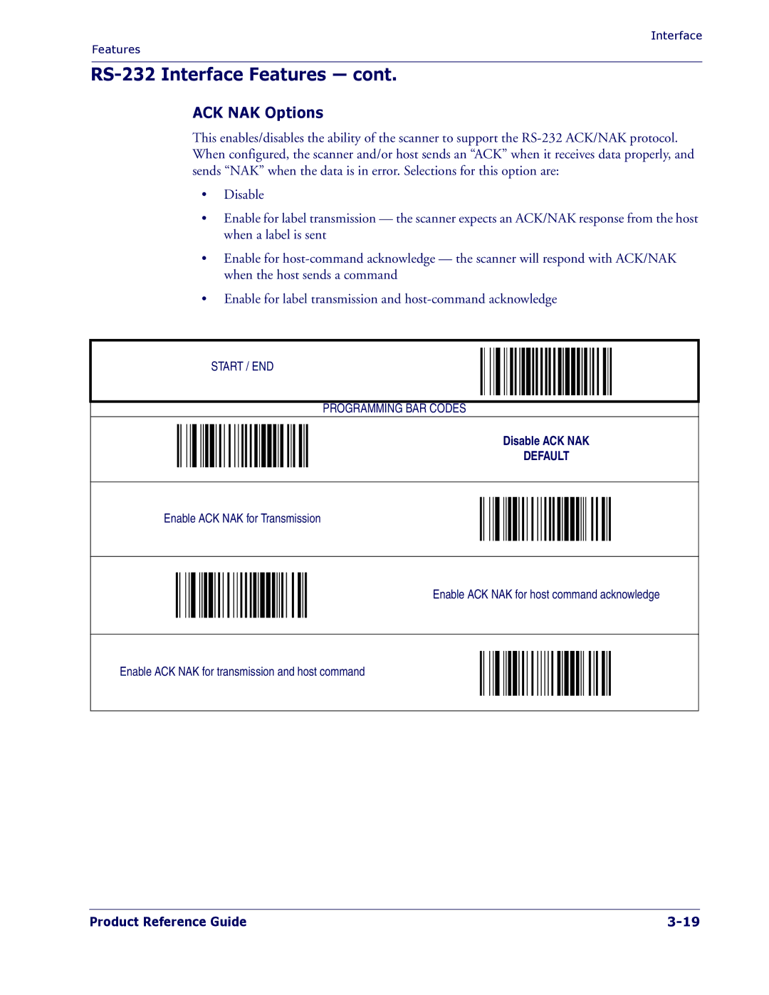 PSC 1400I manual ACK NAK Options 