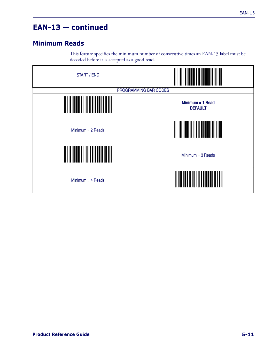 PSC 1400I manual Minimum Reads 