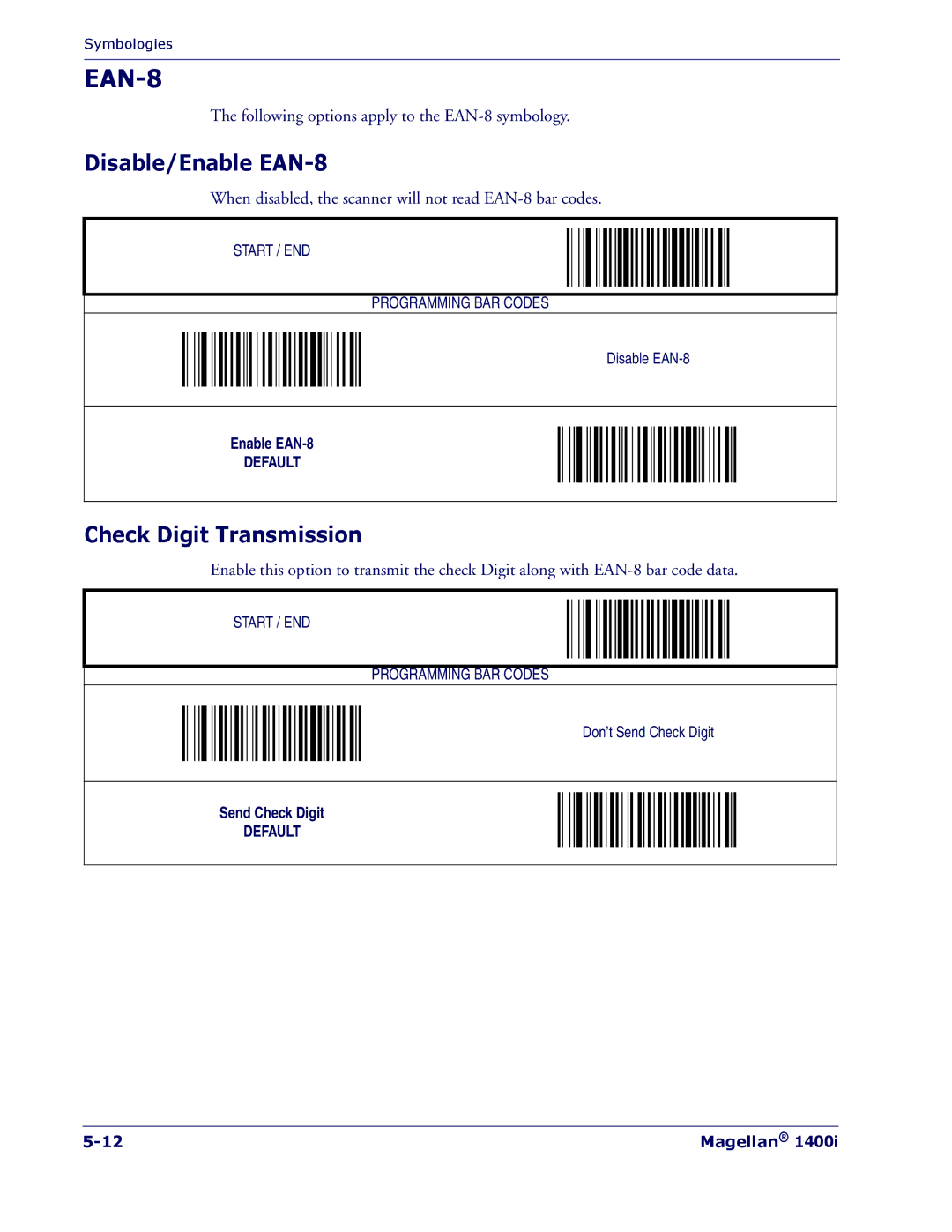 PSC 1400I manual Disable/Enable EAN-8 