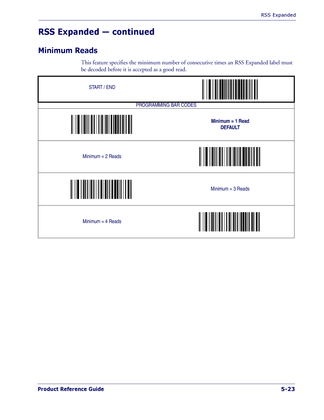 PSC 1400I manual Minimum Reads 