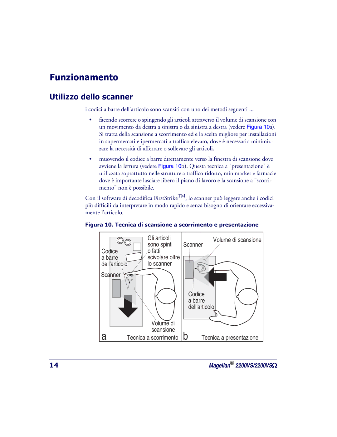 PSC 2200VS manual Funzionamento, Utilizzo dello scanner 