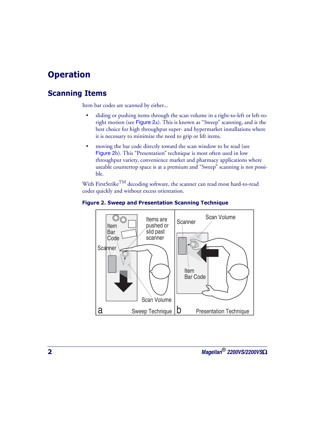 PSC 2200VS manual Operation, Scanning Items 