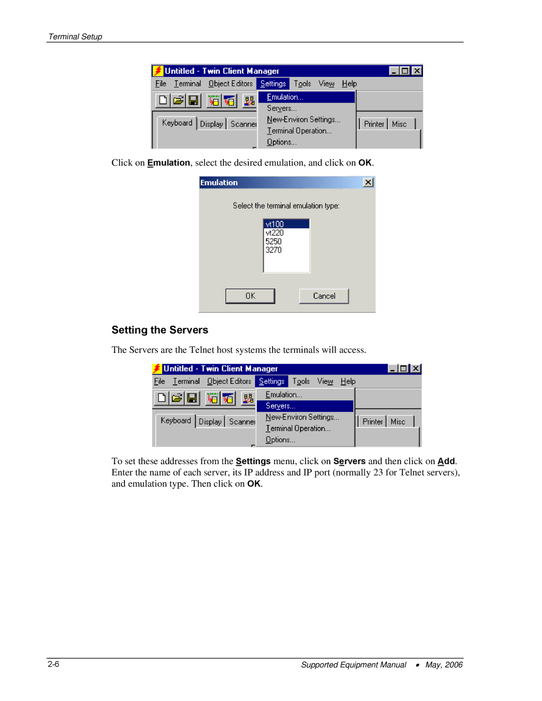 PSC 315 manual Setting the Servers 