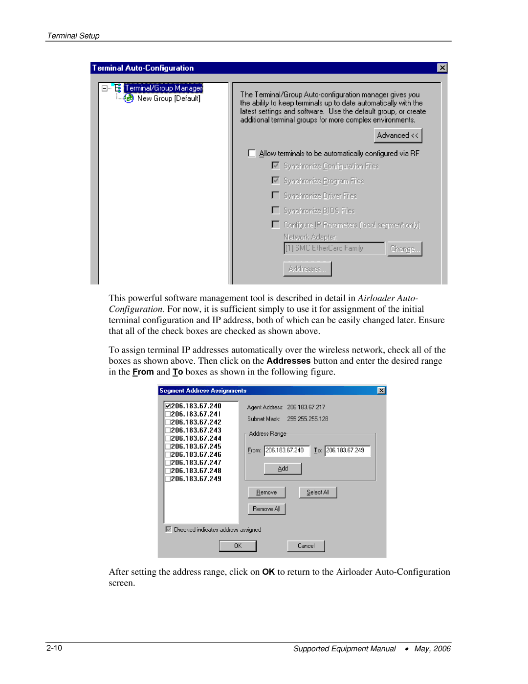 PSC 315 manual Terminal Setup 