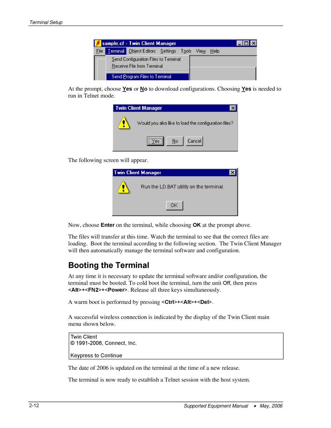 PSC 315 manual Booting the Terminal 