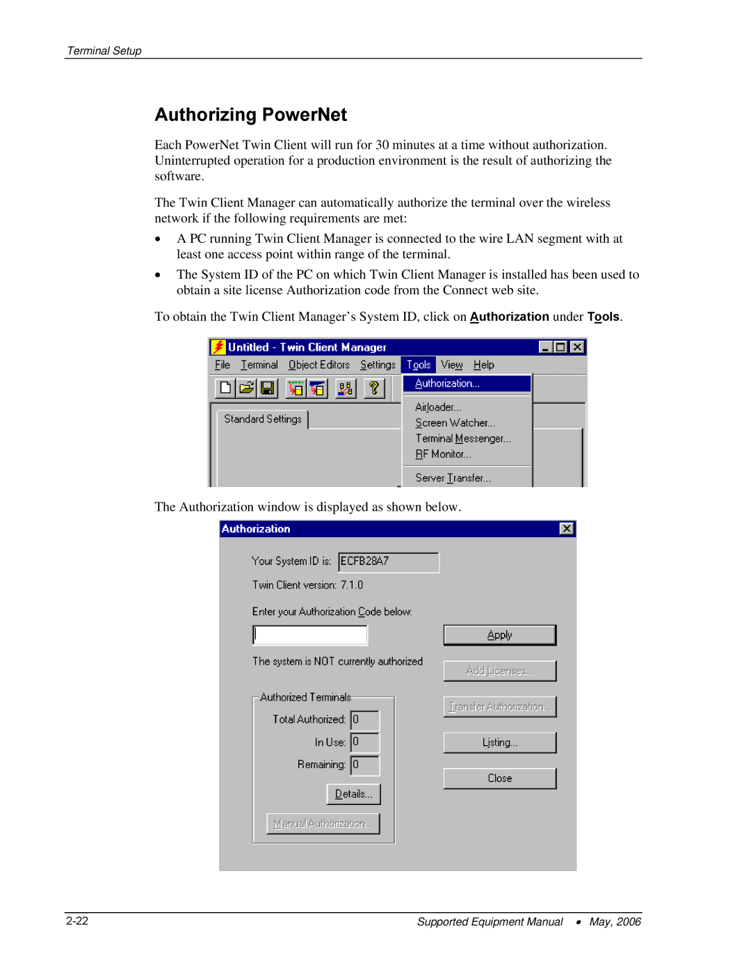 PSC 315 manual Authorizing PowerNet 