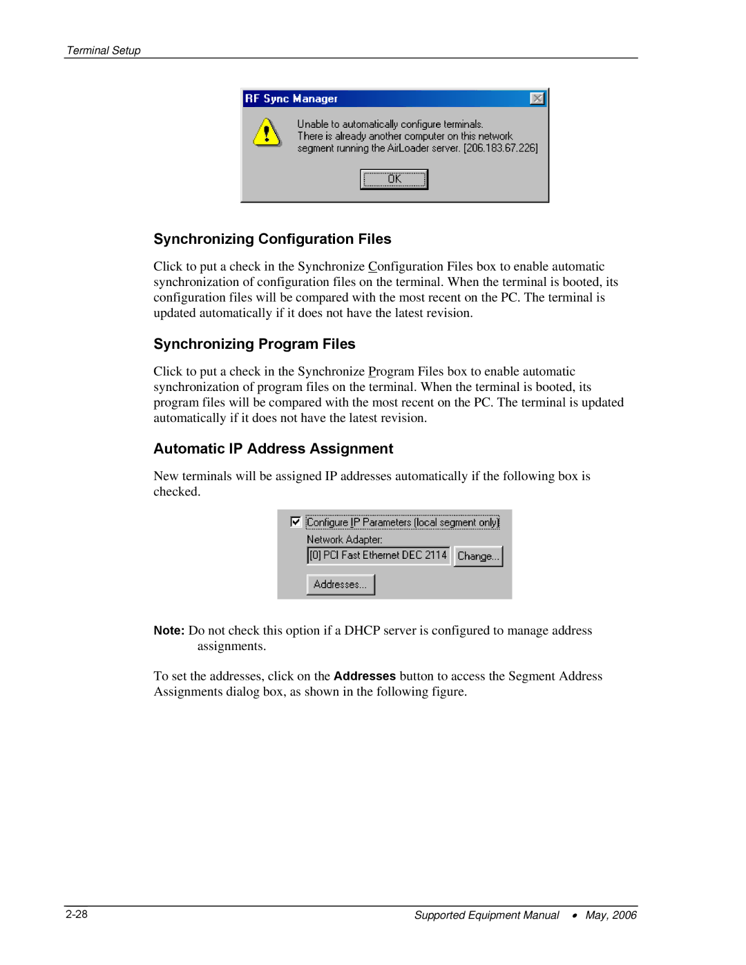 PSC 315 manual Synchronizing Configuration Files, Synchronizing Program Files, Automatic IP Address Assignment 