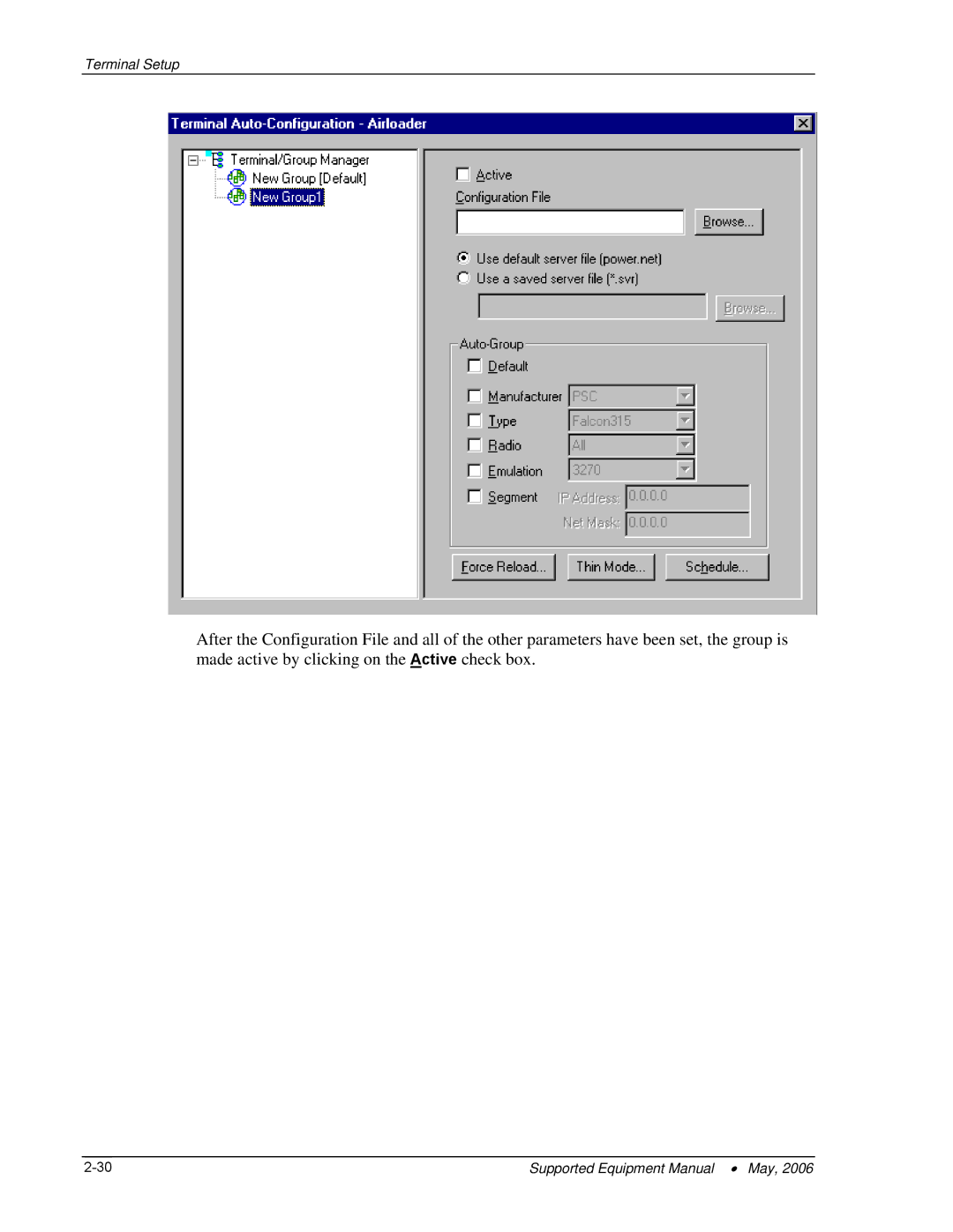 PSC 315 manual Terminal Setup 